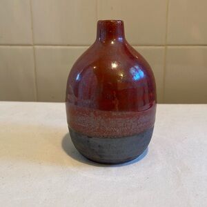 🌺Vintage Small stoneware pottery , weed pot vase rust glaze brown & gray bottom